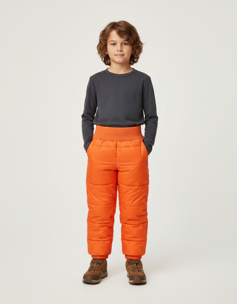 Pantalon Randonnée Orange Matelassé Enfant Hiver - Polyester