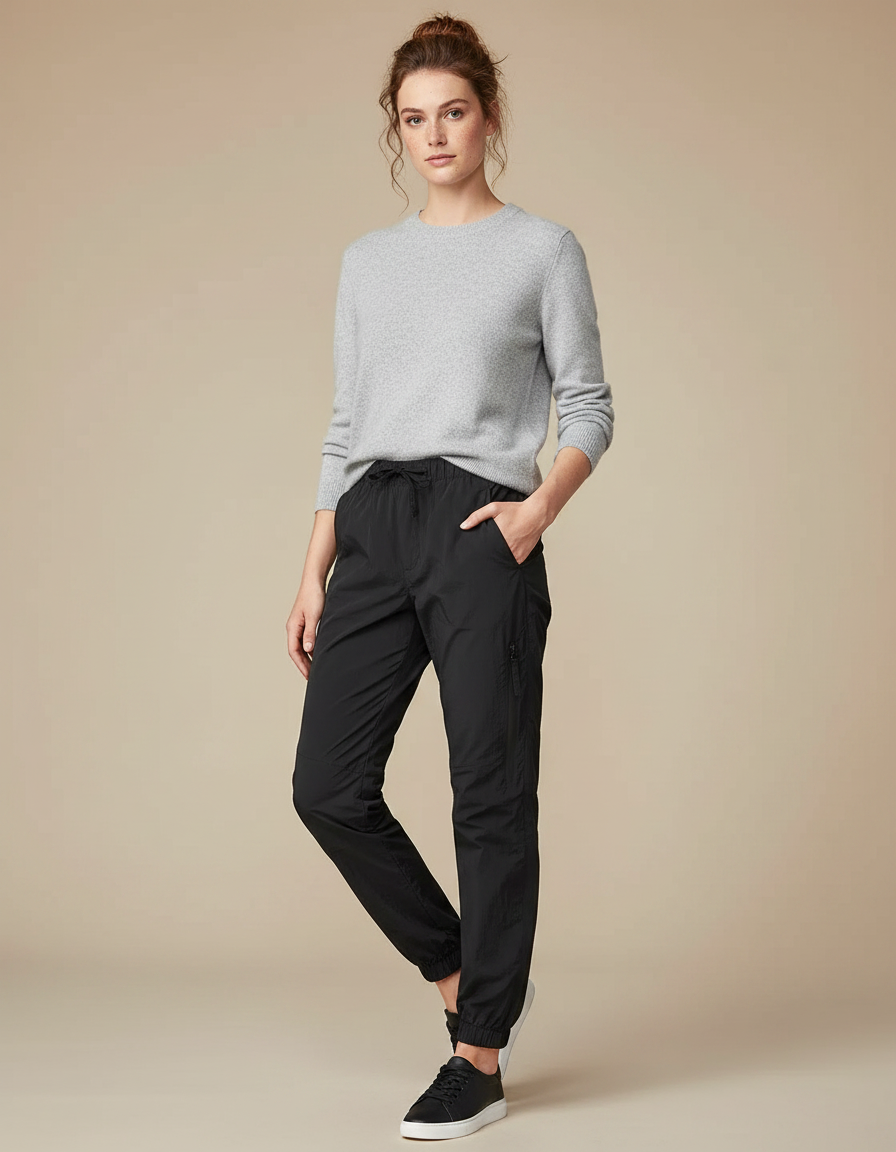 Pantalon Randonnée Noir Léger Cargo Femme - Polyester