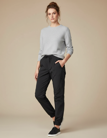 Pantalon Randonnée Noir Léger Cargo Femme - Polyester