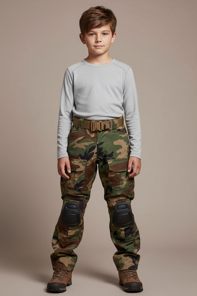 Pantalon Randonnée Camouflage Cargo Gen3 Enfants Renforcé - Multicolore Toile