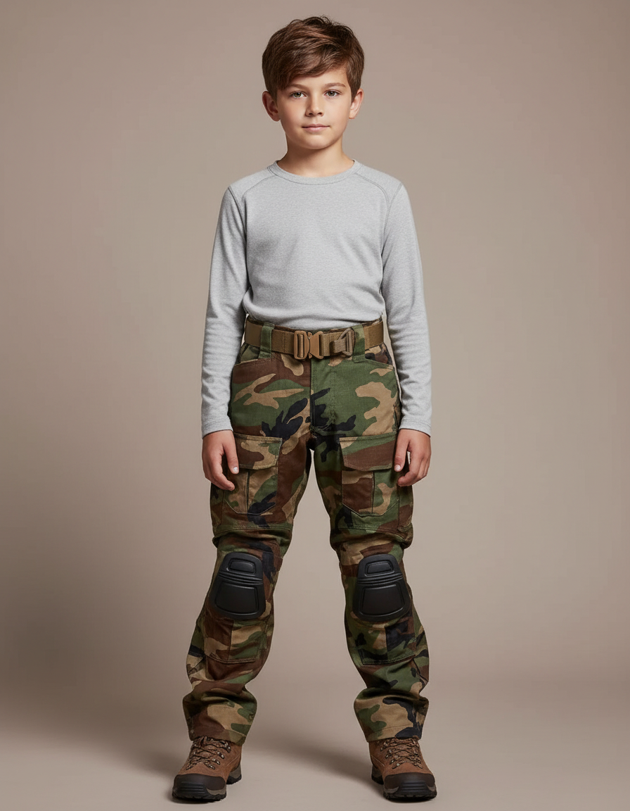 Pantalon Randonnée Camouflage Cargo Gen3 Enfants Renforcé - Multicolore Toile