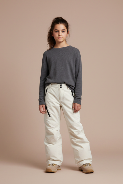 Pantalon Randonnée Crème Imperméable Ample Unisexe Hiver - Beige Polyester