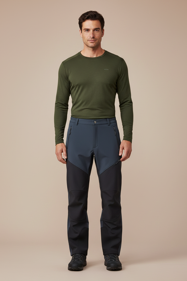 Pantalon Randonnée Gris Anthracite Softshell Homme Bicolore - Polyester