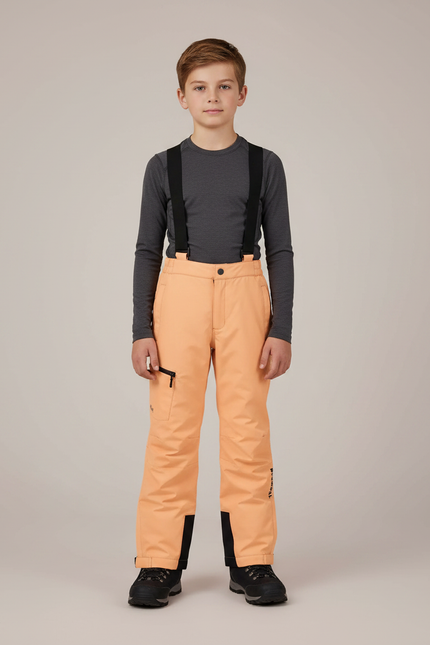 Pantalon Randonnée Orange Bretelles Imperméable Enfant - Polyester