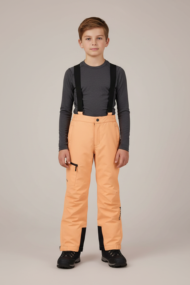 Pantalon Randonnée Orange Bretelles Imperméable Enfant - Polyester