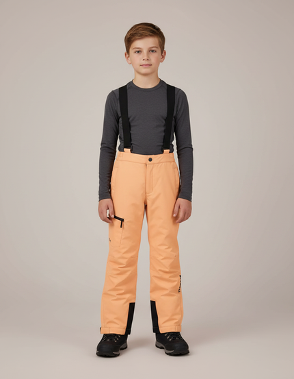 Pantalon Randonnée Orange Bretelles Imperméable Enfant - Polyester