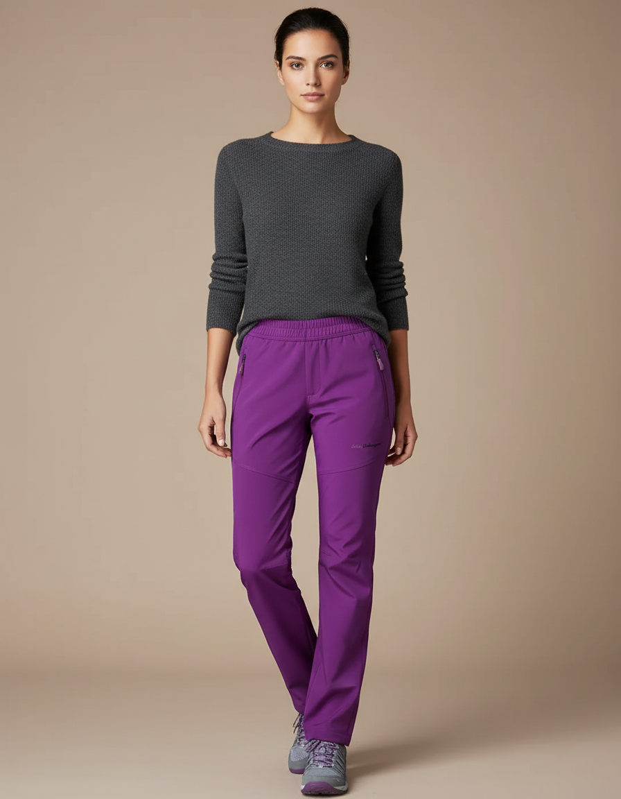 Pantalon Randonnée Violet Coupe Droite Femme Sport - Polyester