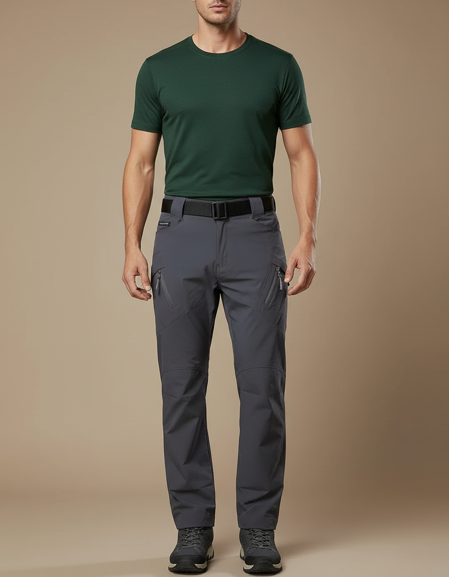 Pantalon Randonnée Gris Respirant Séchage Rapide Homme Tactique - Polyester