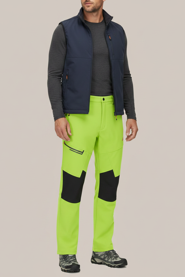 Pantalon Randonnée Vert Fluo Homme Softshell Imperméable - Polyester