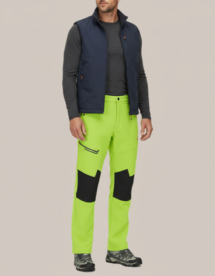 Pantalon Randonnée Vert Fluo Homme Softshell Imperméable - Polyester