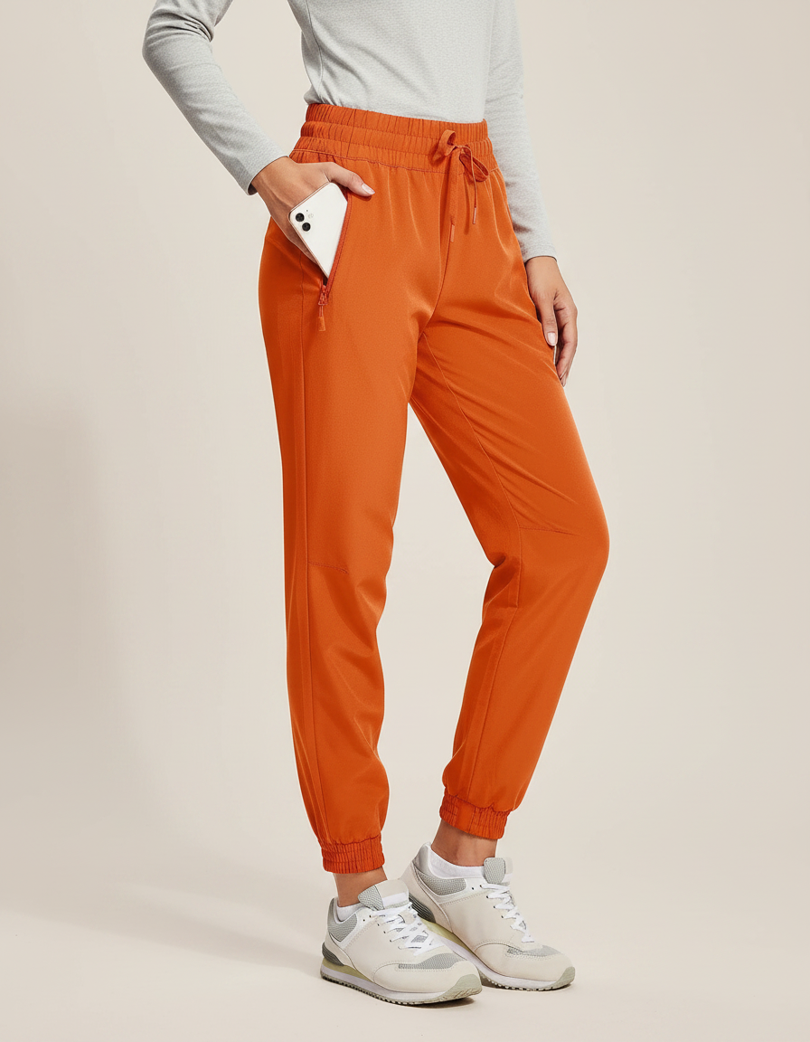 Pantalon Randonnée Orange Léger Fluide Sport Femme - Polyester