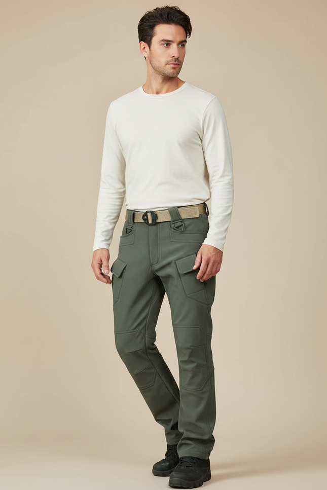 Pantalon Randonnée Vert Cargo Homme Tactique Imperméable - Polyester
