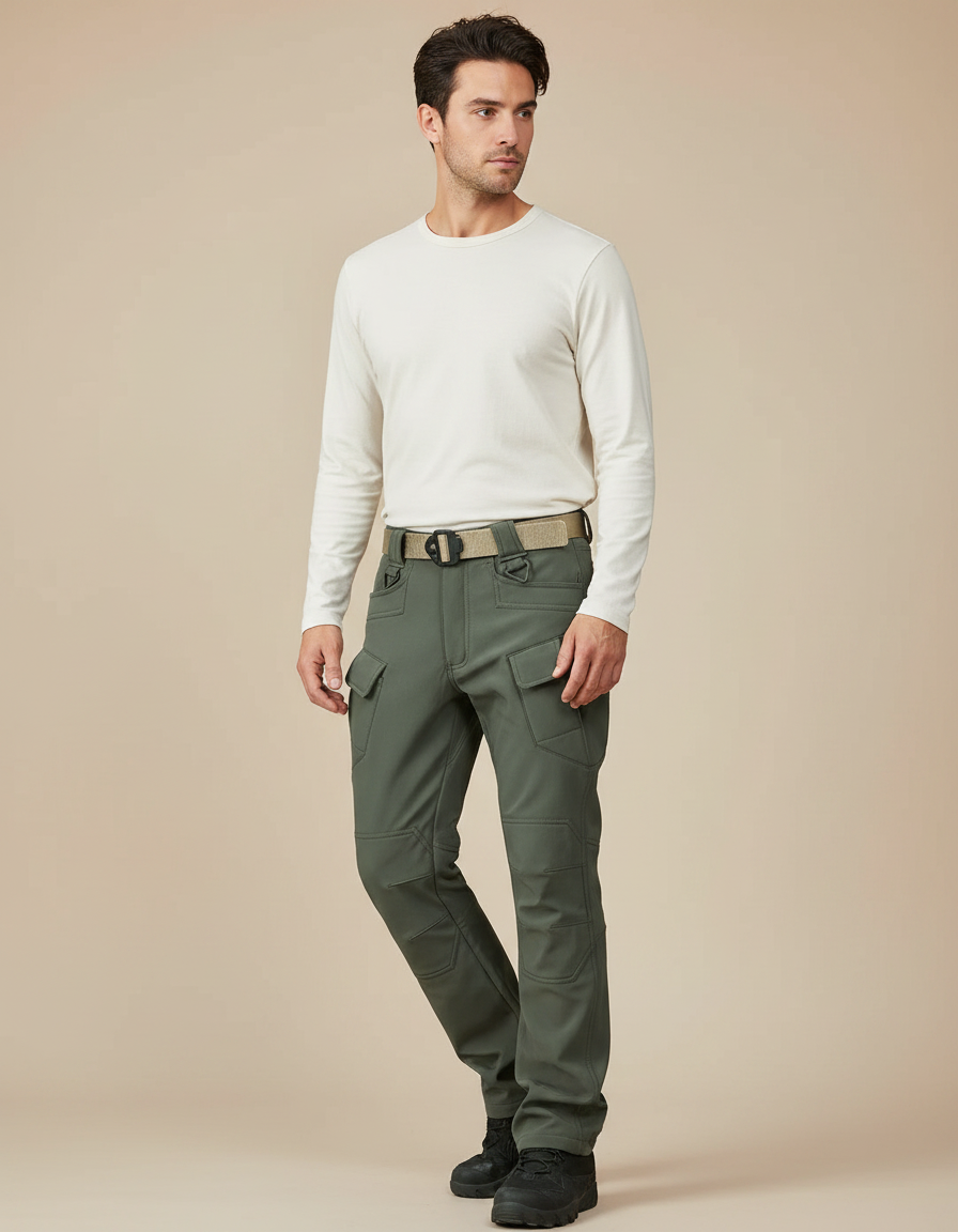 Pantalon Randonnée Vert Cargo Homme Tactique Imperméable - Polyester