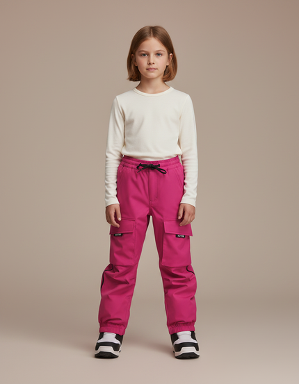 Pantalon Randonnée Rose Cargo Ample Imperméable Fille - Polyester