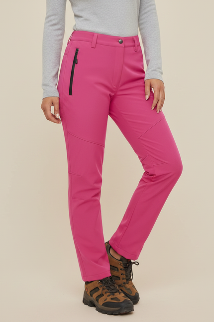 Pantalon Randonnée Fuchsia Doublé Polaire Imperméable Femme - Rose Polyester