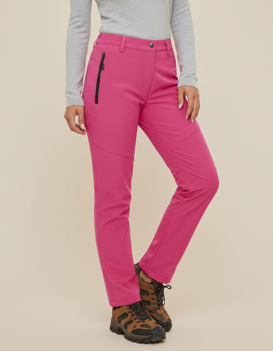 Pantalon Randonnée Fuchsia Doublé Polaire Imperméable Femme - Rose Polyester