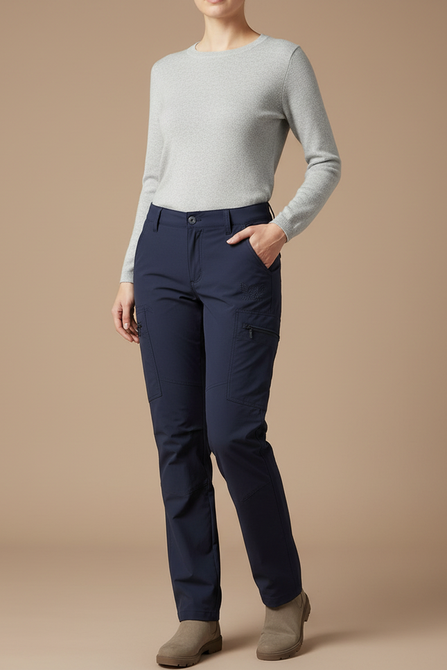 Pantalon Randonnée Femme Bleu Marine Cargo Léger - Polyester