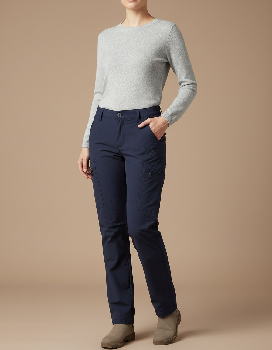 Pantalon Randonnée Femme Bleu Marine Cargo Léger - Polyester