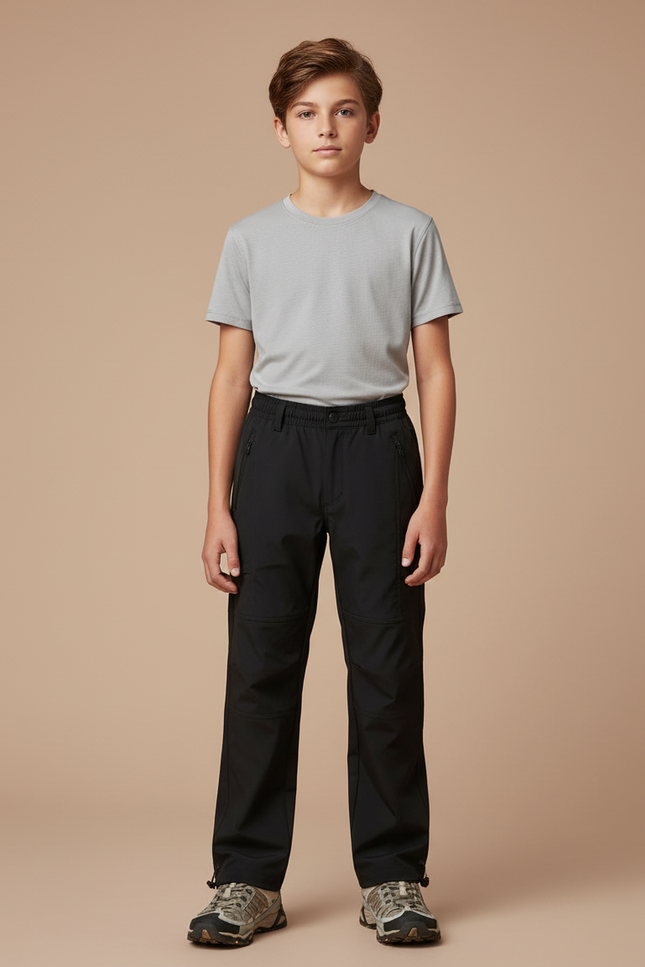 Pantalon Randonnée Noir Enfant Uni Léger Cargo - Polyester