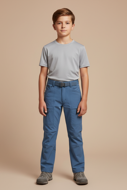 Pantalon Randonnée Enfant Bleu Cargo Léger - Polyester