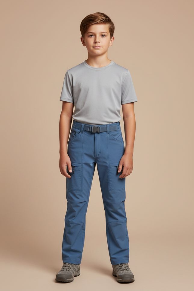 Pantalon Randonnée Enfant Bleu Cargo Léger - Polyester