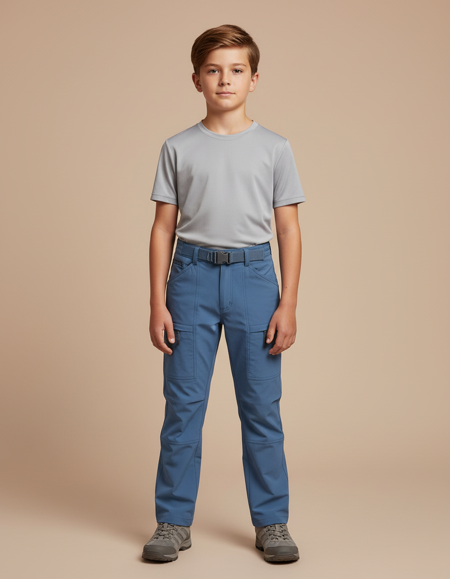 Pantalon Randonnée Enfant Bleu Cargo Léger - Polyester