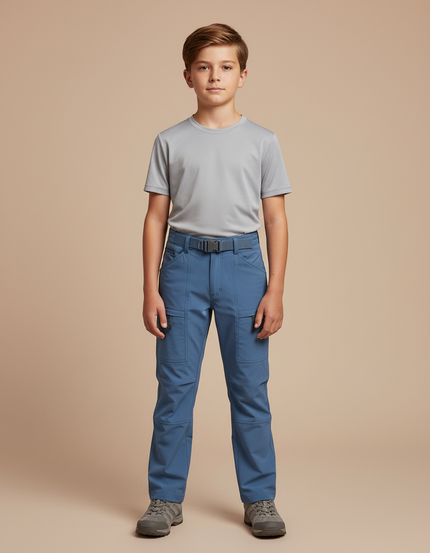 Pantalon Randonnée Enfant Bleu Cargo Léger - Polyester
