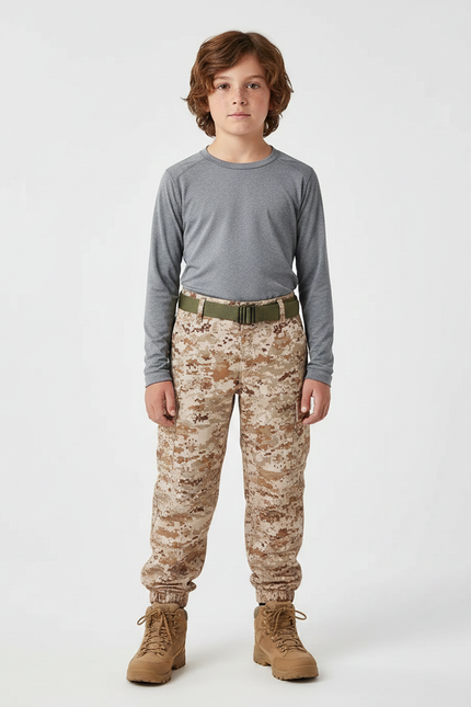 Pantalon Randonnée Camouflage Désert Multipoches Enfant - Beige Toile