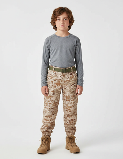 Pantalon Randonnée Camouflage Désert Multipoches Enfant - Beige Toile