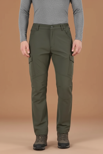 Pantalon Randonnée Vert Militaire Cargo Doublé Homme - Kaki Polyester