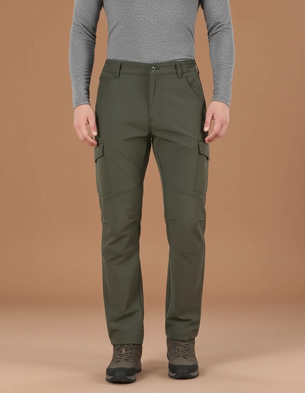 Pantalon Randonnée Vert Militaire Cargo Doublé Homme - Kaki Polyester