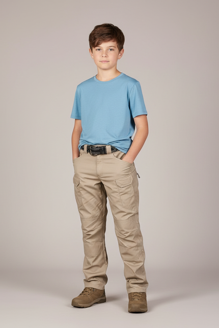 Pantalon Randonnée Beige Cargo Léger Enfant - Toile