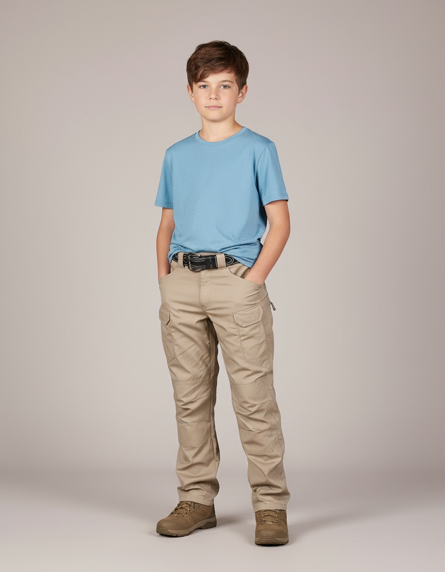 Pantalon Randonnée Beige Cargo Léger Enfant - Toile