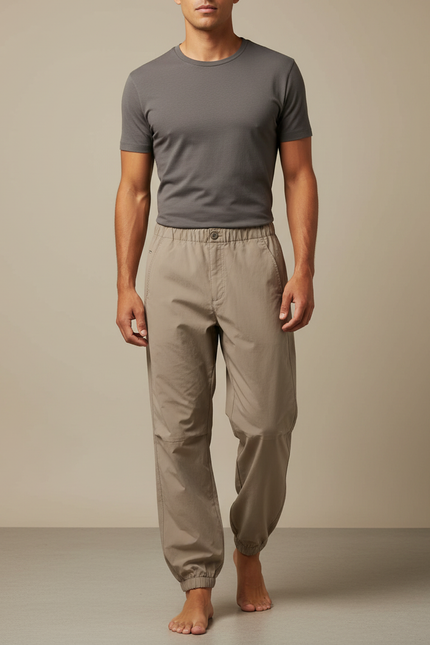 Pantalon Randonnée Beige Coton Ample Confortable Léger