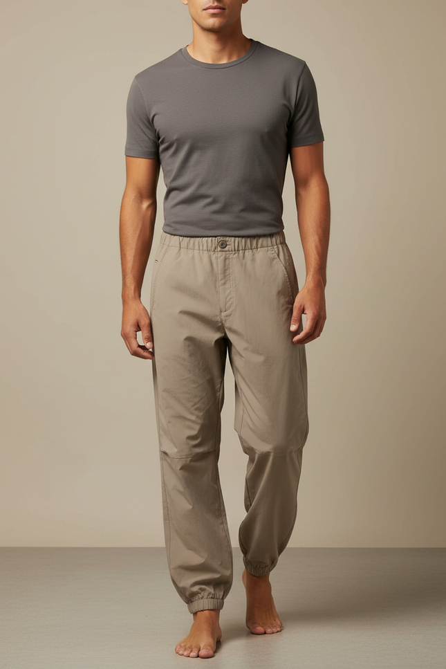 Pantalon Randonnée Beige Coton Ample Confortable Léger