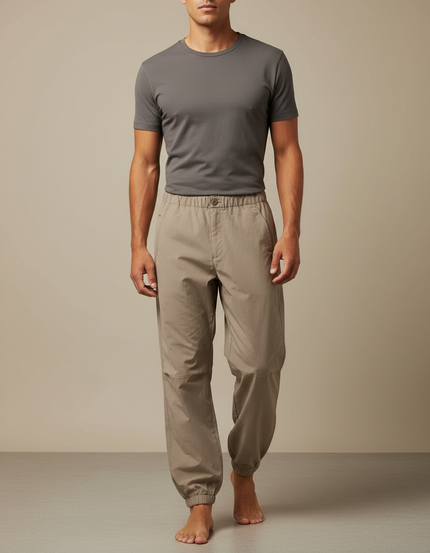 Pantalon Randonnée Beige Coton Ample Confortable Léger