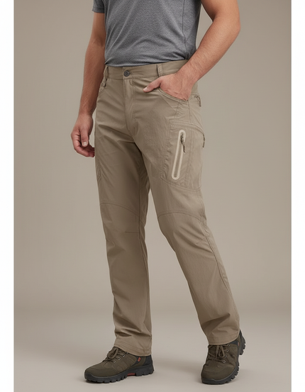 Pantalon Randonnée Beige Cargo Léger Homme Séchage Rapide - Polyester