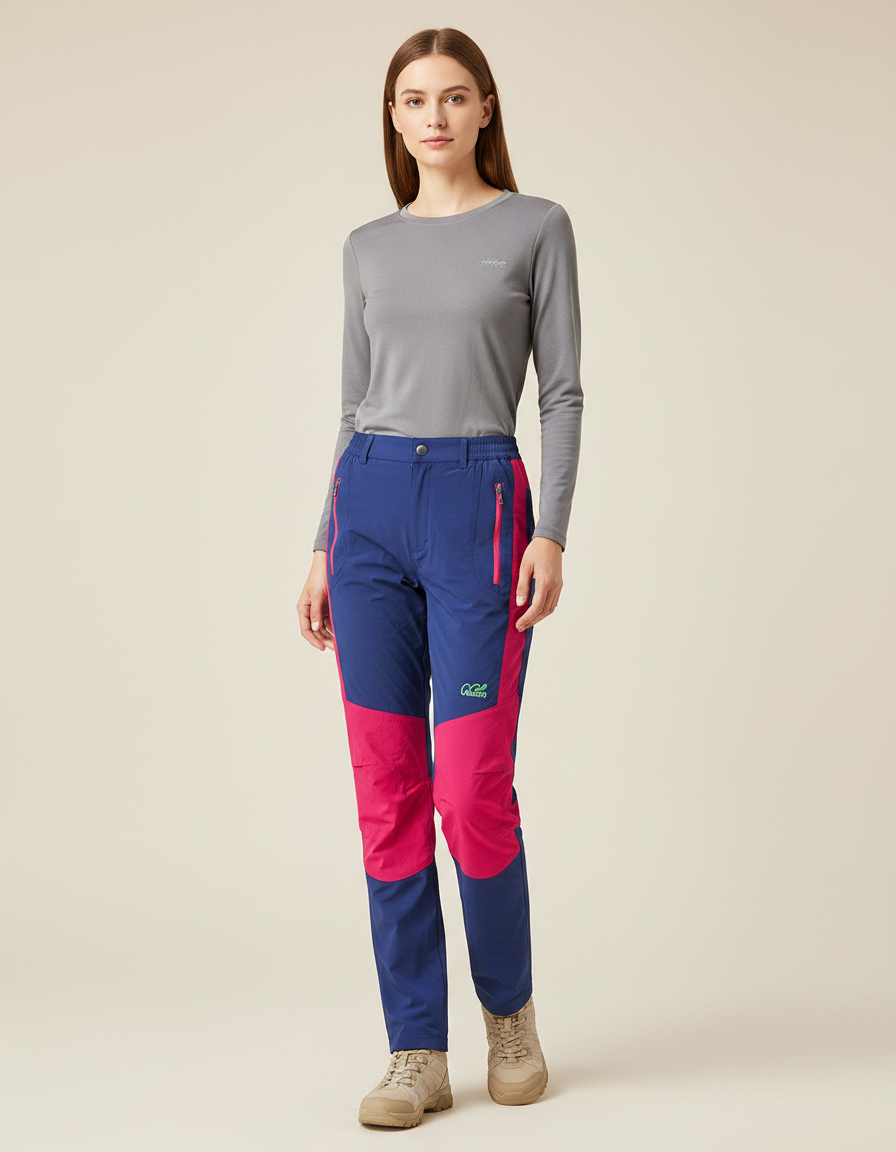 Pantalon Randonnée Femme Bicolore Séchage Rapide Extensible - Multicolore Polyester