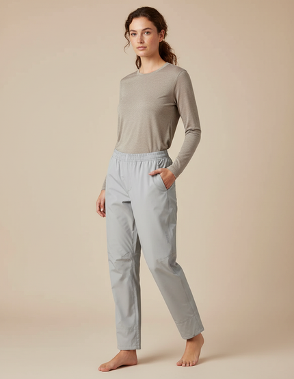 Pantalon Randonnée Gris Clair Imperméable Léger Femme - Polyester