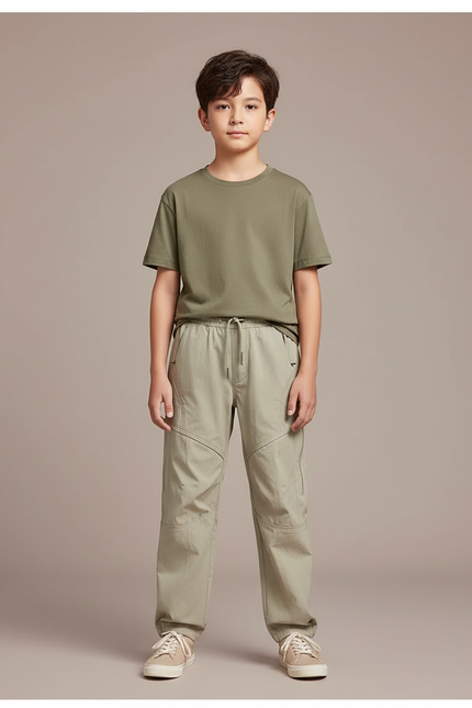 Pantalon Randonnée Kaki Enfant Léger Confortable Sport - Polyester