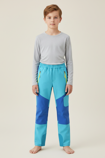 Pantalon Randonnée Enfant Bicolore Bleu Extensible Léger - Multicolore Polyester