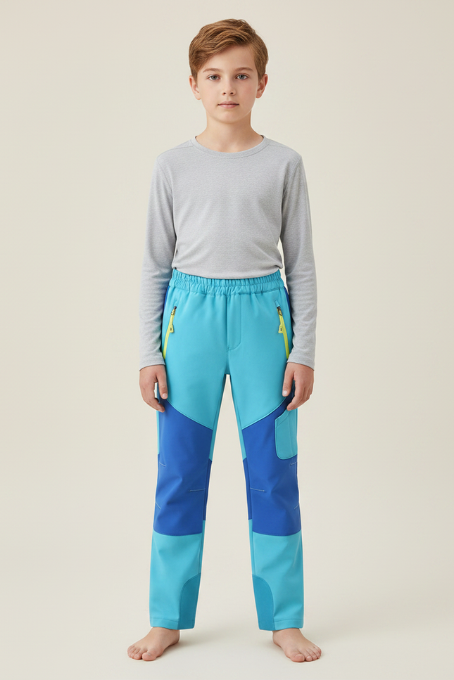 Pantalon Randonnée Enfant Bicolore Bleu Extensible Léger - Multicolore Polyester