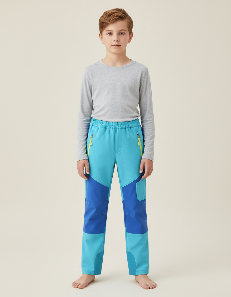 Pantalon Randonnée Enfant Bicolore Bleu Extensible Léger - Multicolore Polyester