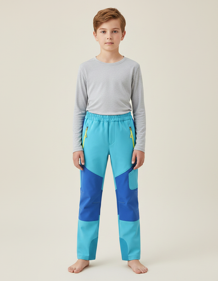 Pantalon Randonnée Enfant Bicolore Bleu Extensible Léger - Multicolore Polyester