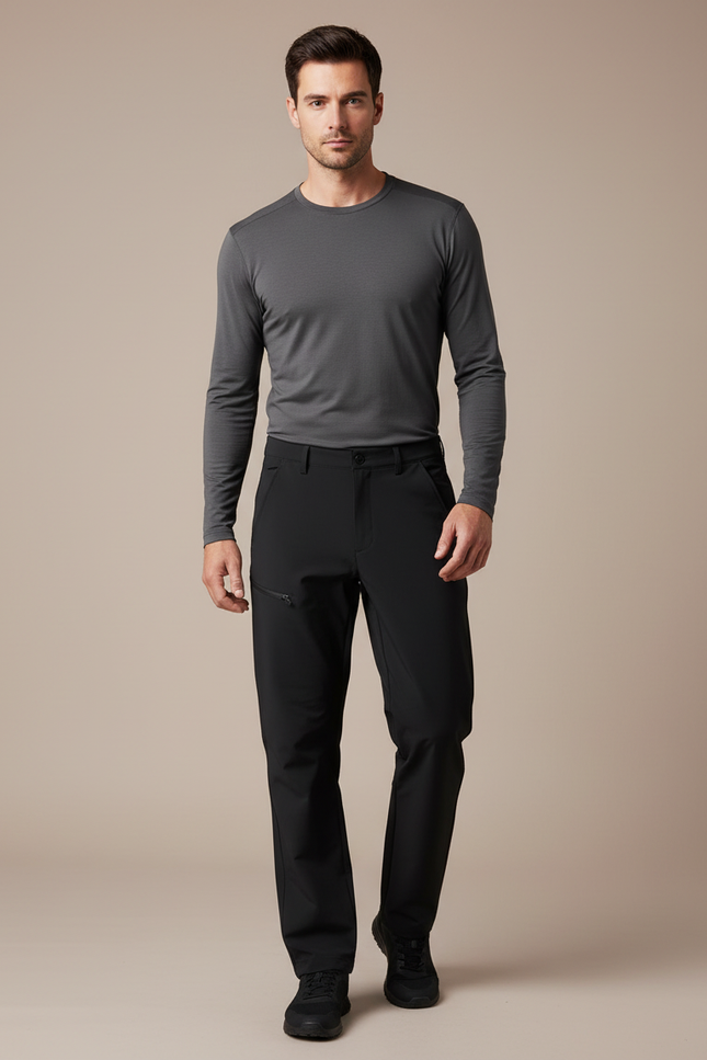 Pantalon Randonnée Noir Coupe Droite Léger Homme - Polyester