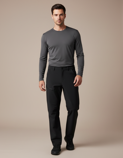 Pantalon Randonnée Noir Coupe Droite Léger Homme - Polyester
