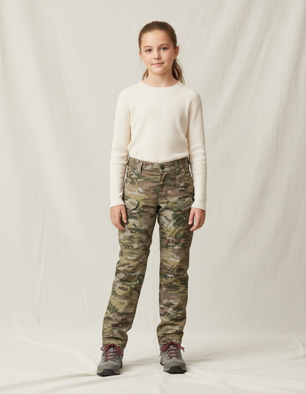 Pantalon Randonnée Camouflage Multipoches Enfant Résistant Pratique - Multicolore Toile