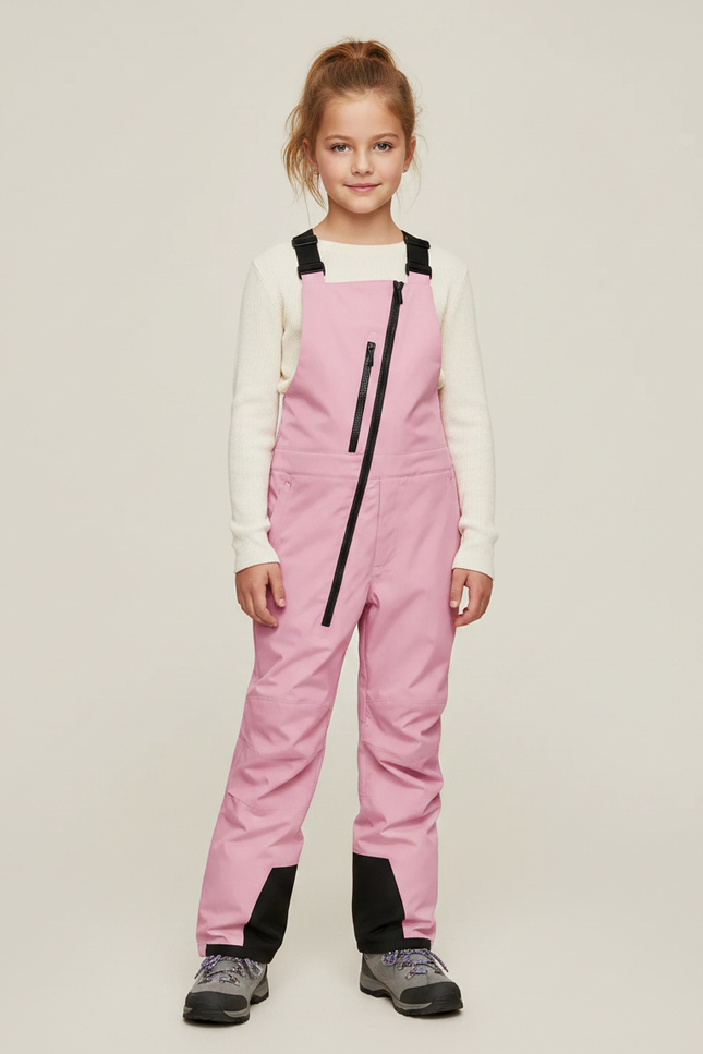 Pantalon Randonnée Rose Bretelles Imperméable Fille - Polyester