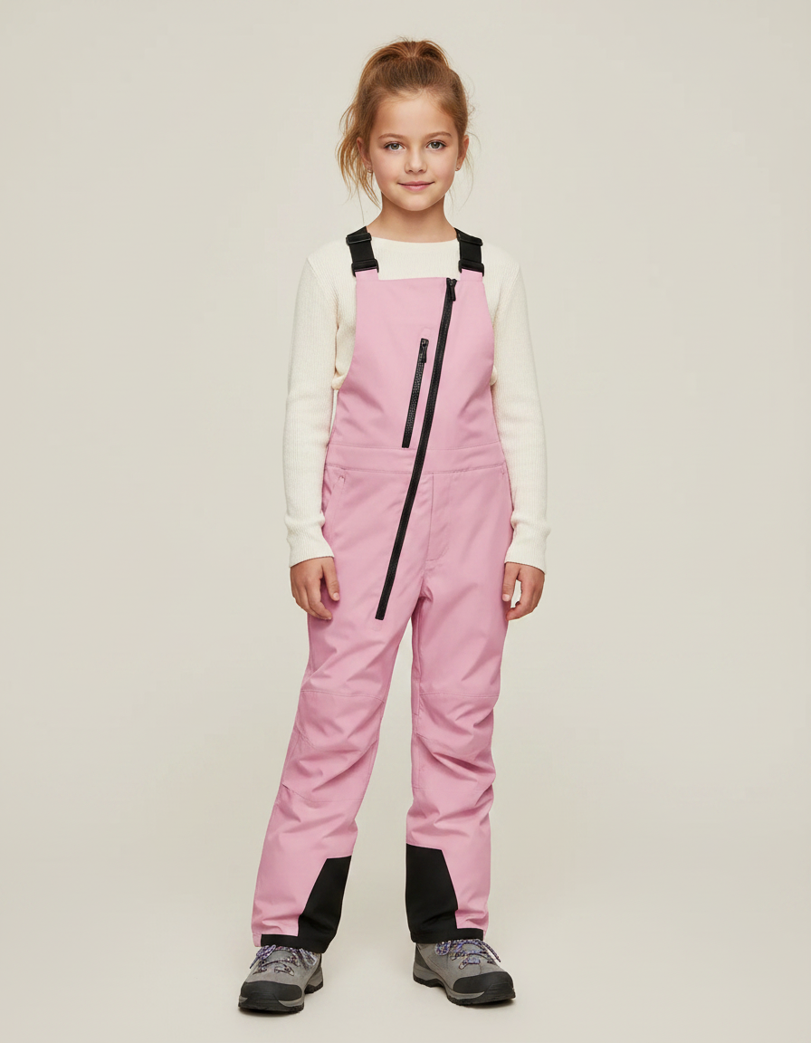 Pantalon Randonnée Rose Bretelles Imperméable Fille - Polyester
