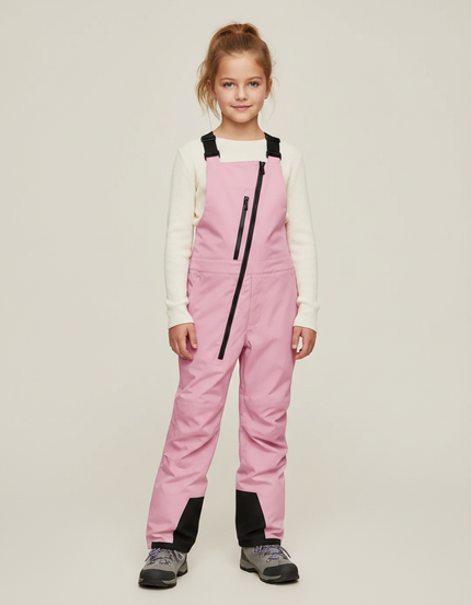 Pantalon Randonnée Rose Bretelles Imperméable Fille - Polyester
